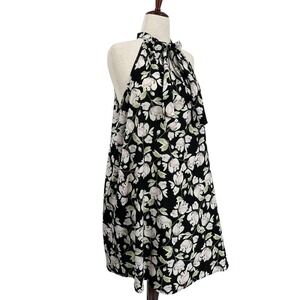 Sun & Moon Halter Dress Sleeveless A-Line Mini Black Magnolia Floral Size Large